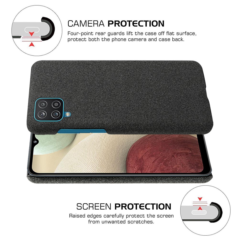 KSQ Cloth Texture Plastic Back Case for Samsung Galaxy A12 - Black-5