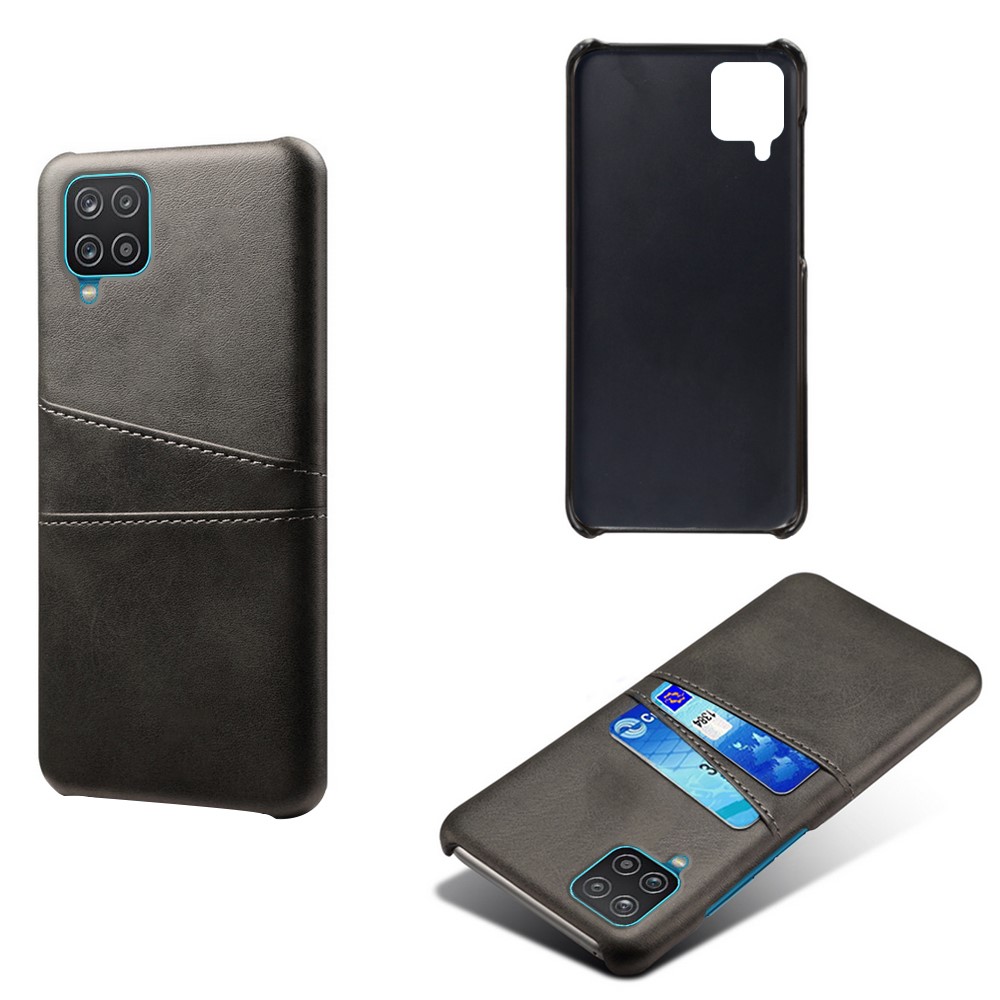 KSQ PC + PU Leather Coated Case with 2 Card Slots for Samsung Galaxy A12 - Black-2