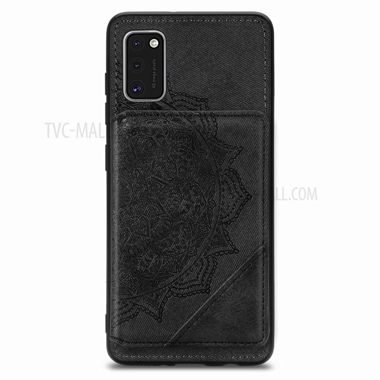 Mandala Flower Pattern PU Leather+TPU Kickstand Wallet Phone Case for Samsung Galaxy A41 (Global Version) - Black-2