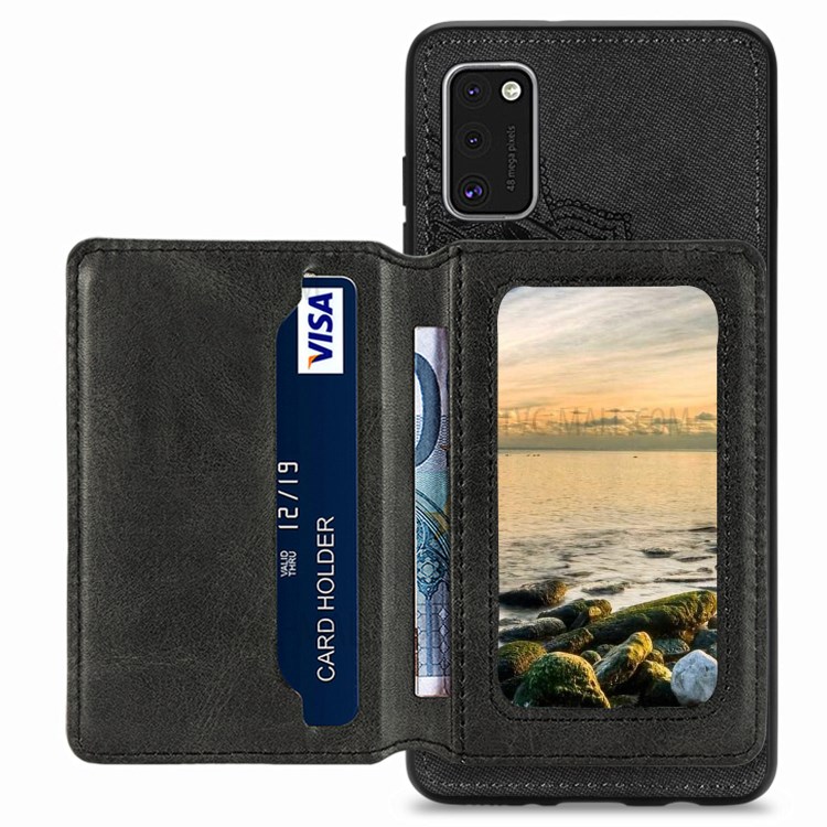 Mandala Flower Pattern PU Leather+TPU Kickstand Wallet Phone Case for Samsung Galaxy A41 (Global Version) - Black-3