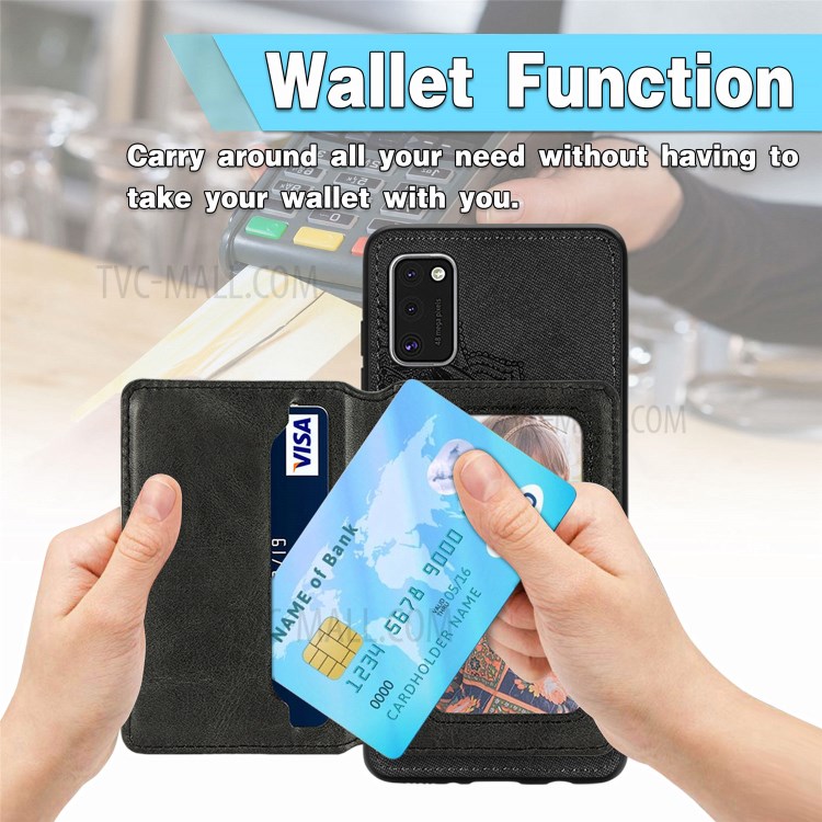Mandala Flower Pattern PU Leather+TPU Kickstand Wallet Phone Case for Samsung Galaxy A41 (Global Version) - Black-7