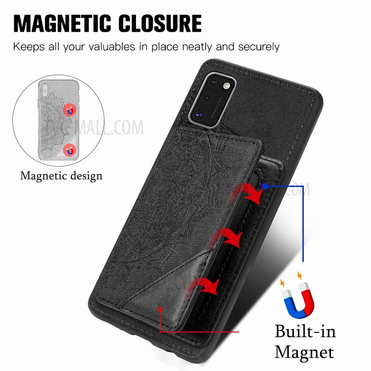 Mandala Flower Pattern PU Leather+TPU Kickstand Wallet Phone Case for Samsung Galaxy A41 (Global Version) - Black-9