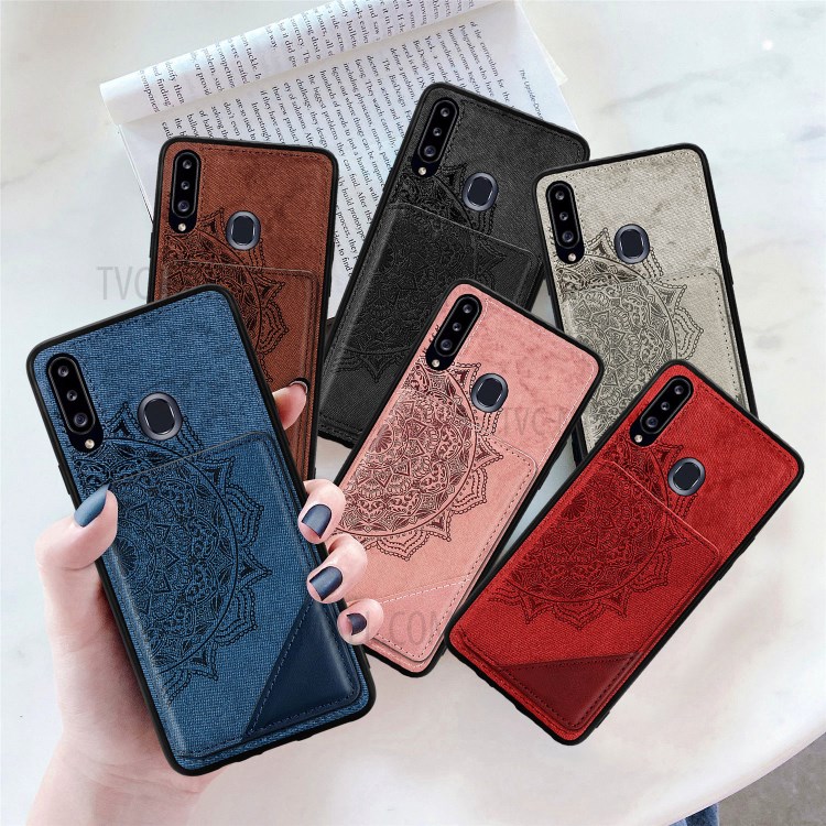 Mandala Flower Pattern PU Leather+TPU Wallet Kickstand Case for Samsung Galaxy A20s - Black-13