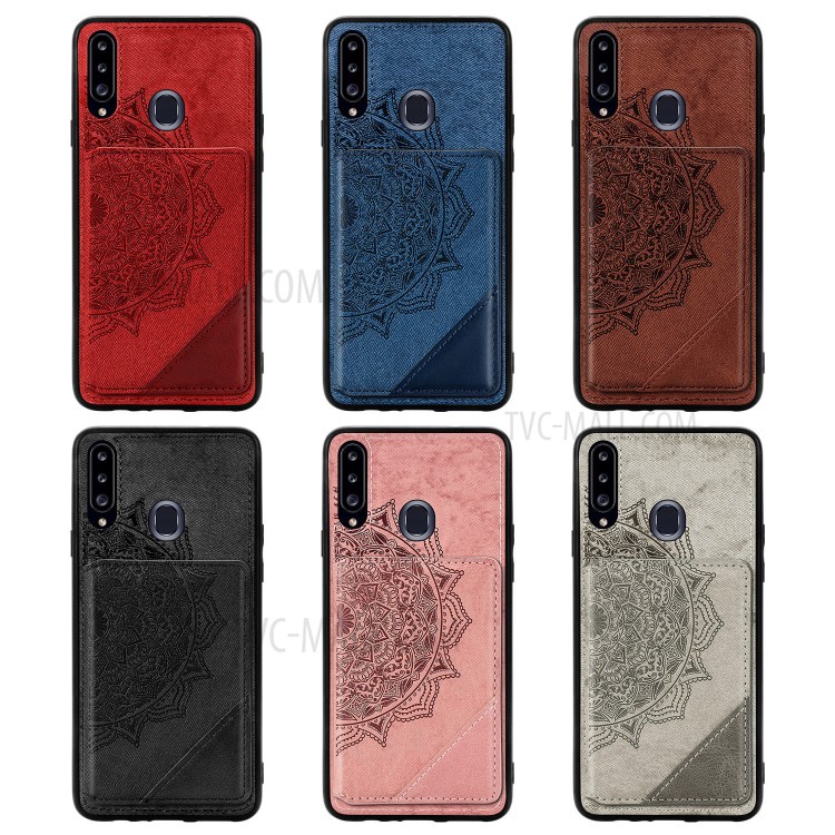 Mandala Flower Pattern PU Leather+TPU Wallet Kickstand Case for Samsung Galaxy A20s - Black-15