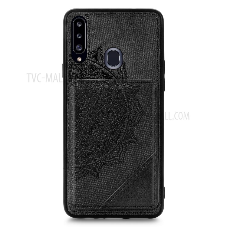 Mandala Flower Pattern PU Leather+TPU Wallet Kickstand Case for Samsung Galaxy A20s - Black-2