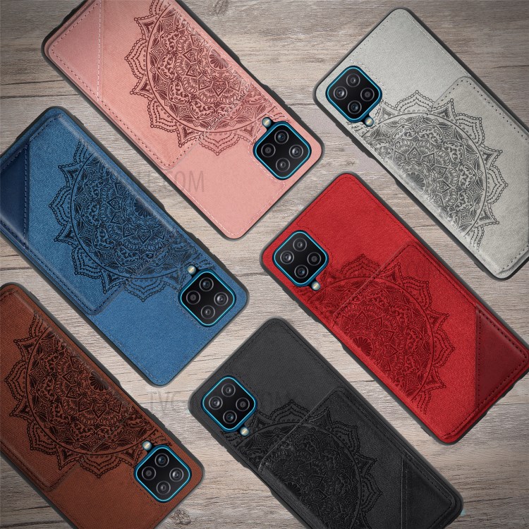 Mandala Flower Pattern PU Leather+TPU Flip Wallet Phone Case for Samsung Galaxy A12 - Black-13
