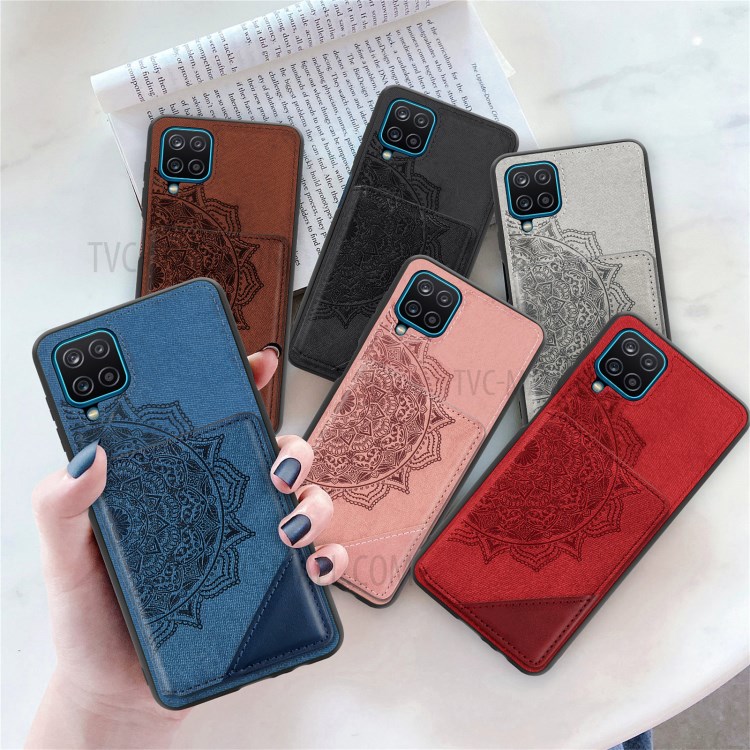 Mandala Flower Pattern PU Leather+TPU Flip Wallet Phone Case for Samsung Galaxy A12 - Black-14