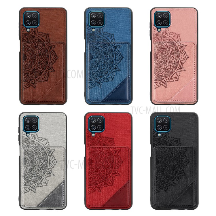 Mandala Flower Pattern PU Leather+TPU Flip Wallet Phone Case for Samsung Galaxy A12 - Black-15