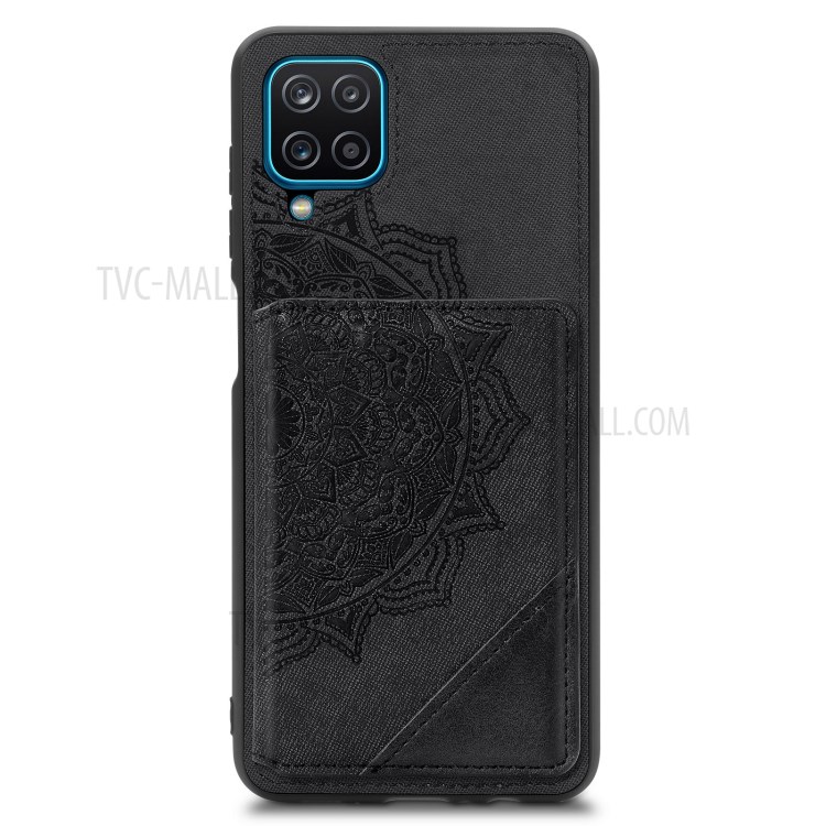 Mandala Flower Pattern PU Leather+TPU Flip Wallet Phone Case for Samsung Galaxy A12 - Black-2