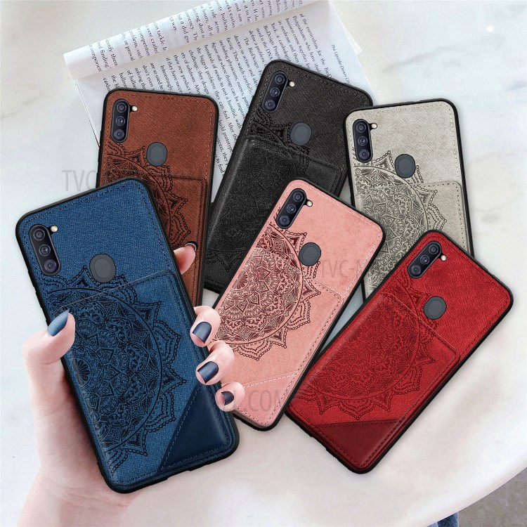 Mandala Flower Pattern PU Leather+TPU Wallet Kickstand Phone Case for Samsung Galaxy A11/M11 (EU Version) - Black-14