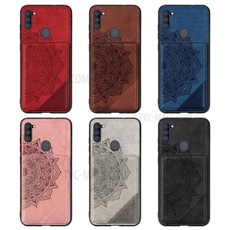 Mandala Flower Pattern PU Leather+TPU Wallet Kickstand Phone Case for Samsung Galaxy A11/M11 (EU Version) - Black-15