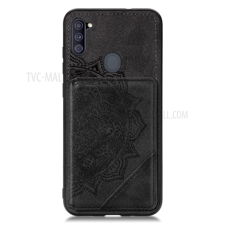 Mandala Flower Pattern PU Leather+TPU Wallet Kickstand Phone Case for Samsung Galaxy A11/M11 (EU Version) - Black-2