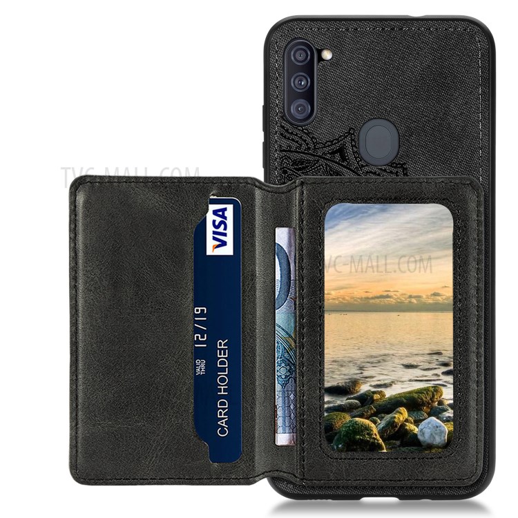 Mandala Flower Pattern PU Leather+TPU Wallet Kickstand Phone Case for Samsung Galaxy A11/M11 (EU Version) - Black-3