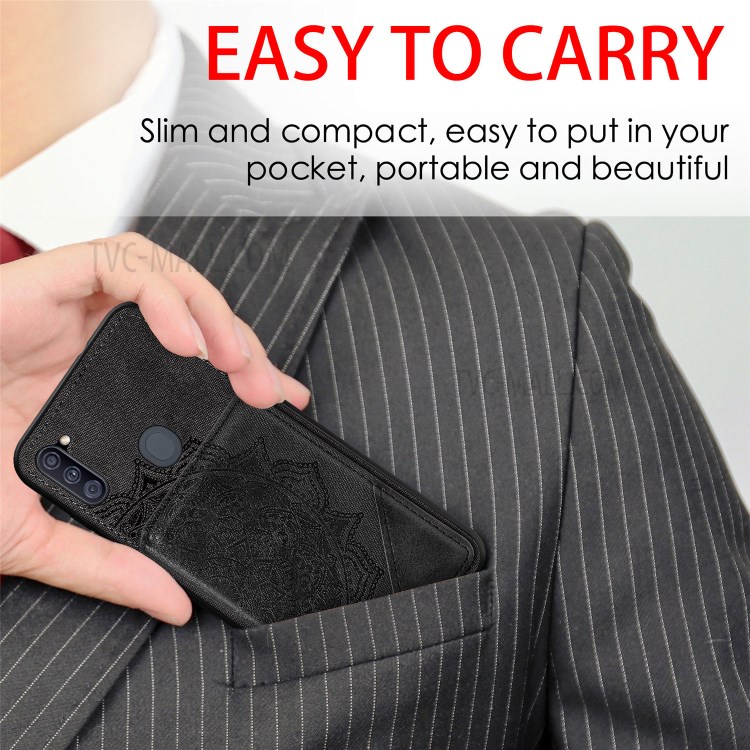 Mandala Flower Pattern PU Leather+TPU Wallet Kickstand Phone Case for Samsung Galaxy A11/M11 (EU Version) - Black-8