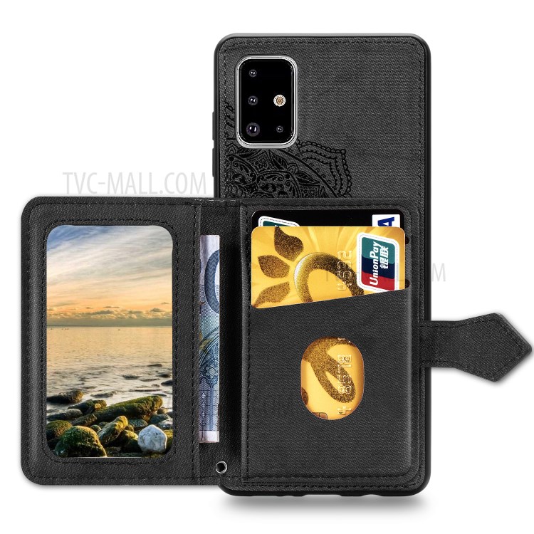 PU Leather Coated TPU Phone Case with Mandala Pattern Imprinting Buckled Wallet Design for Samsung Galaxy A71 SM-A715 - Black-3
