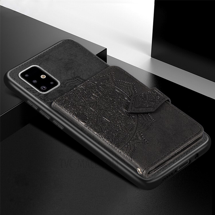 PU Leather Coated TPU Phone Case with Mandala Pattern Imprinting Buckled Wallet Design for Samsung Galaxy A71 SM-A715 - Black-5