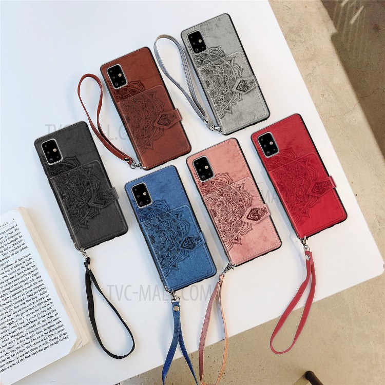 PU Leather Coated TPU Phone Case with Mandala Pattern Imprinting Buckled Wallet Design for Samsung Galaxy A71 SM-A715 - Black-9