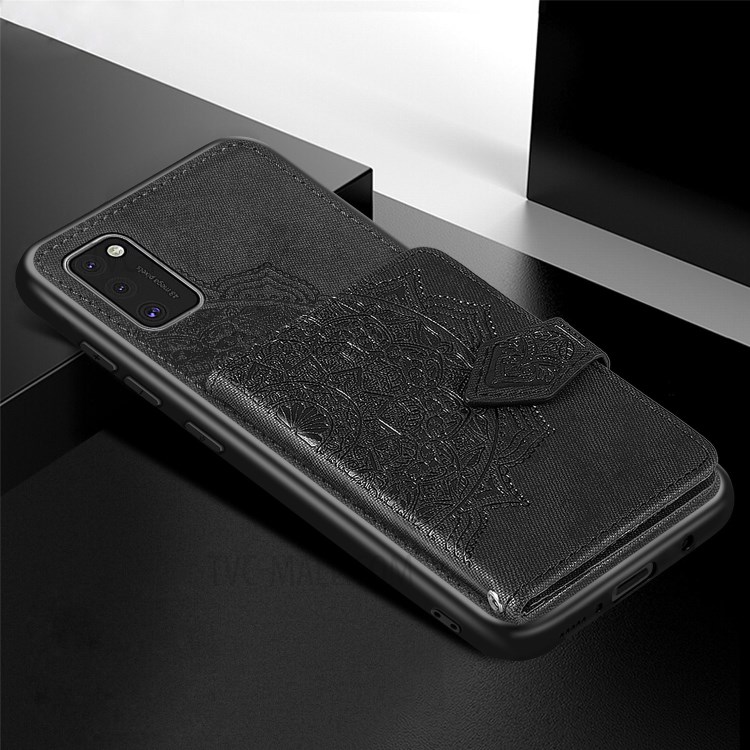 Mandala Pattern Imprinting PU Leather Coated TPU Phone Wallet Case with Kickstand for Samsung Galaxy A41 (Global Version) - Black-5
