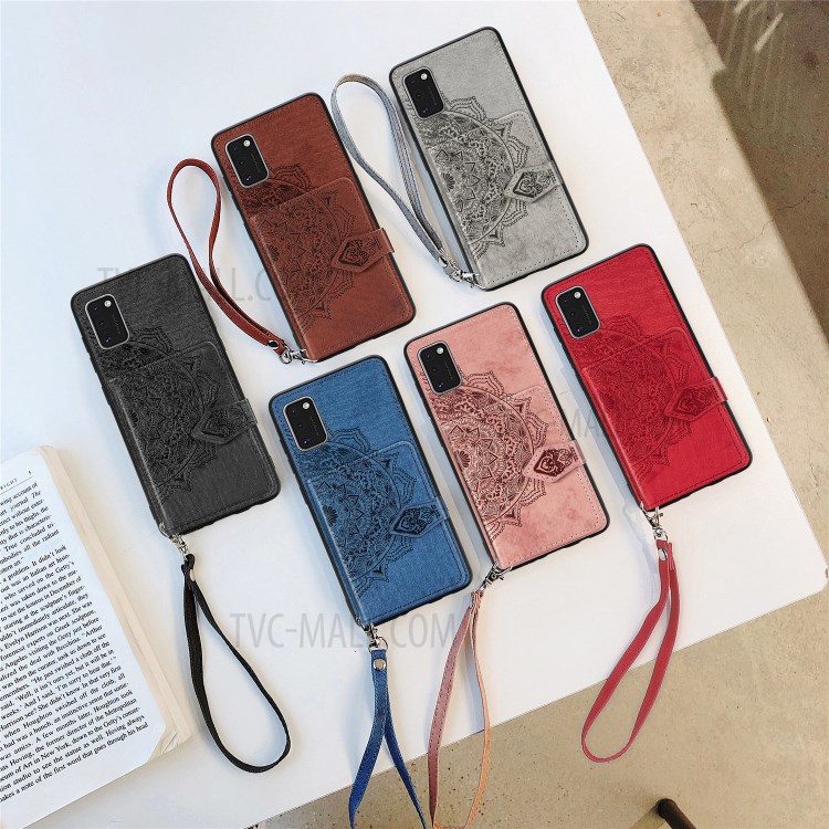 Mandala Pattern Imprinting PU Leather Coated TPU Phone Wallet Case with Kickstand for Samsung Galaxy A41 (Global Version) - Black-9