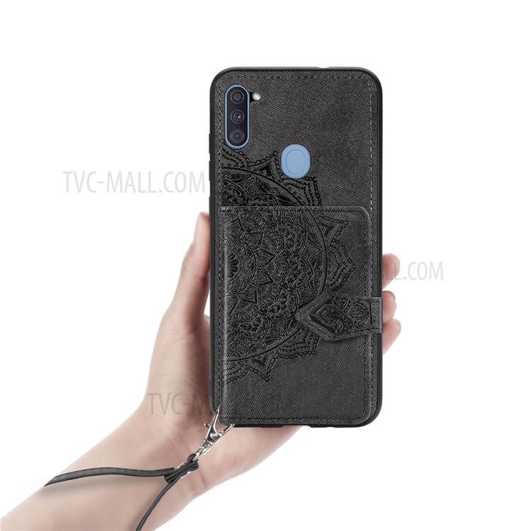 Mandala Pattern Imprinting PU Leather Coated TPU Phone Case + Strap with Buckled Wallet Design for Samsung Galaxy A11/M11 (EU Version) - Black-7
