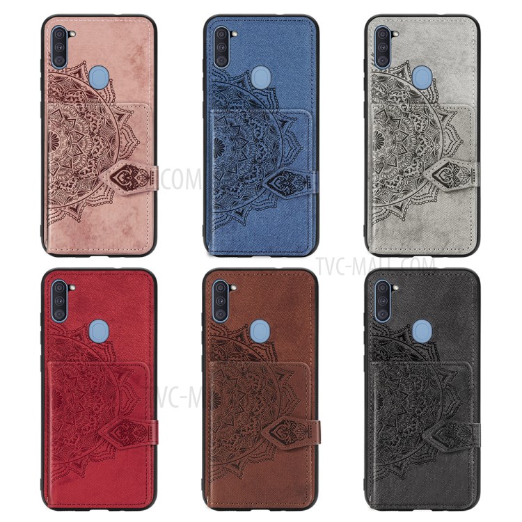 Mandala Pattern Imprinting PU Leather Coated TPU Phone Case + Strap with Buckled Wallet Design for Samsung Galaxy A11/M11 (EU Version) - Black-8