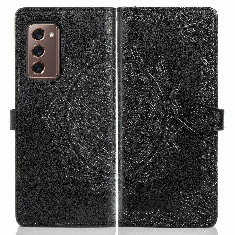 Embossed Mandala Flower PU Leather Case Wallet for Samsung Galaxy Z Fold2 5G - Black-2