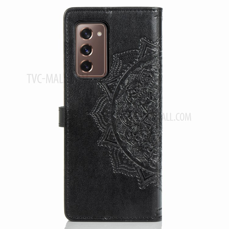 Embossed Mandala Flower PU Leather Case Wallet for Samsung Galaxy Z Fold2 5G - Black-4