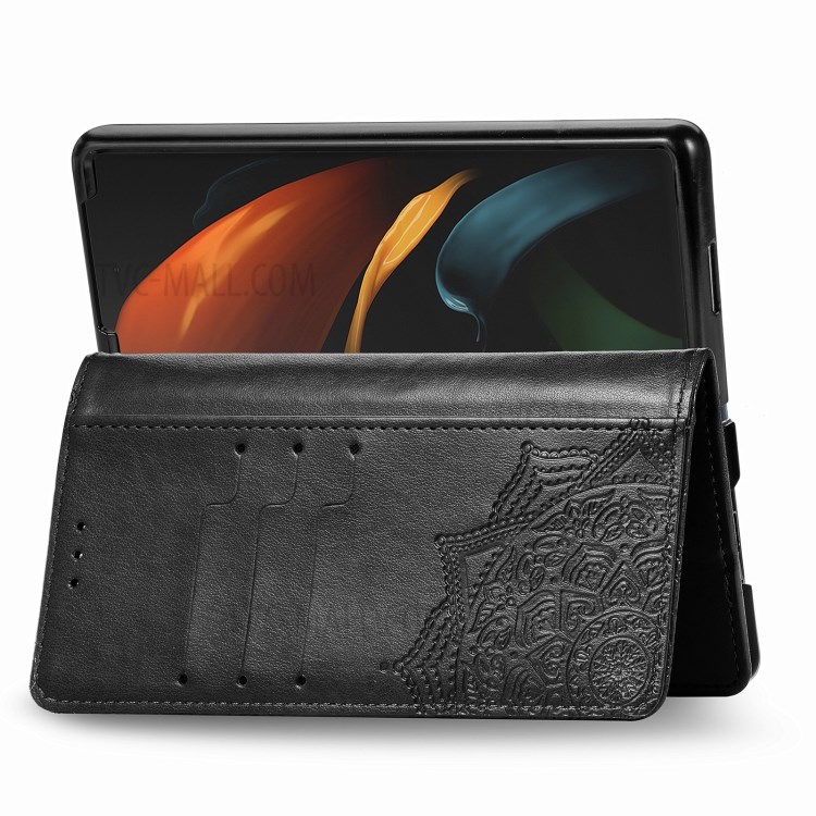 Embossed Mandala Flower PU Leather Case Wallet for Samsung Galaxy Z Fold2 5G - Black-8