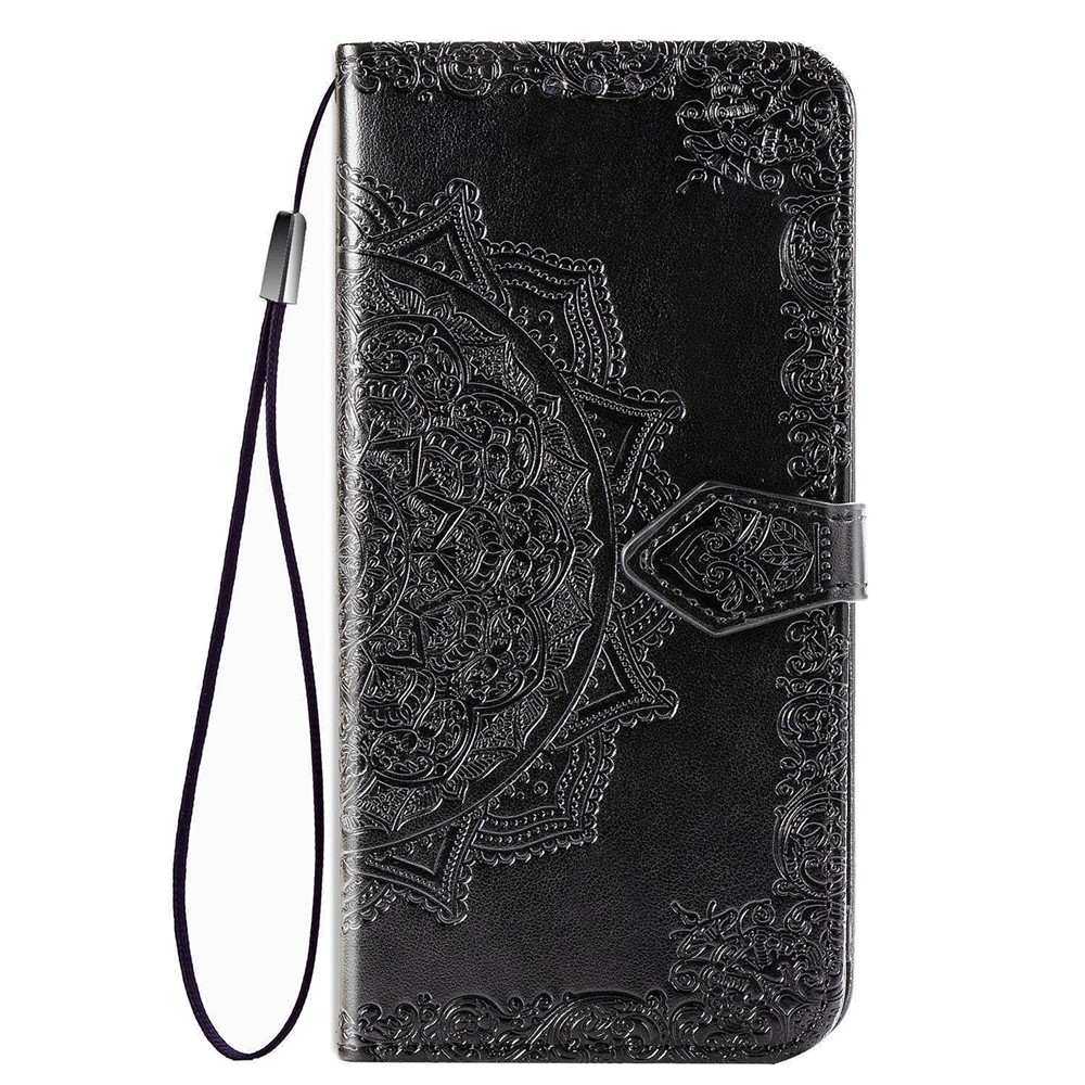 Embossed Mandala Flower PU Leather Case Stand Wallet for Samsung Galaxy A02s (EU Version) - Black-2