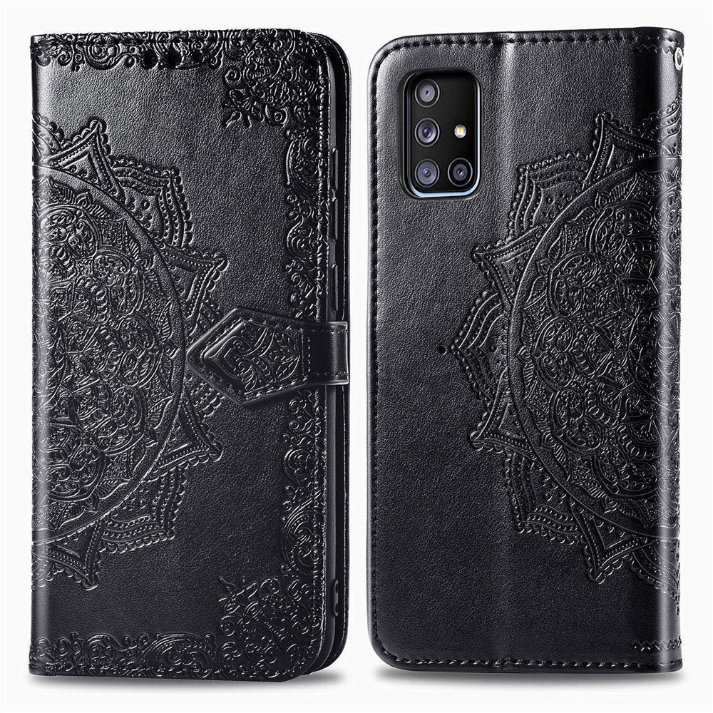 Embossed Mandala Flower PU Leather Case Wallet for Samsung Galaxy A51 5G SM-A516 - Black-3