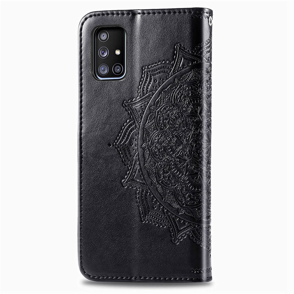 Embossed Mandala Flower PU Leather Case Wallet for Samsung Galaxy A51 5G SM-A516 - Black-5