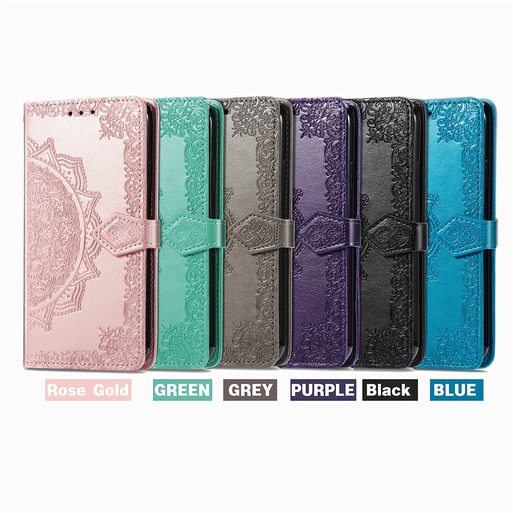 Embossed Mandala Flower PU Leather Wallet Cover for Samsung Galaxy S21+ 5G - Black-17