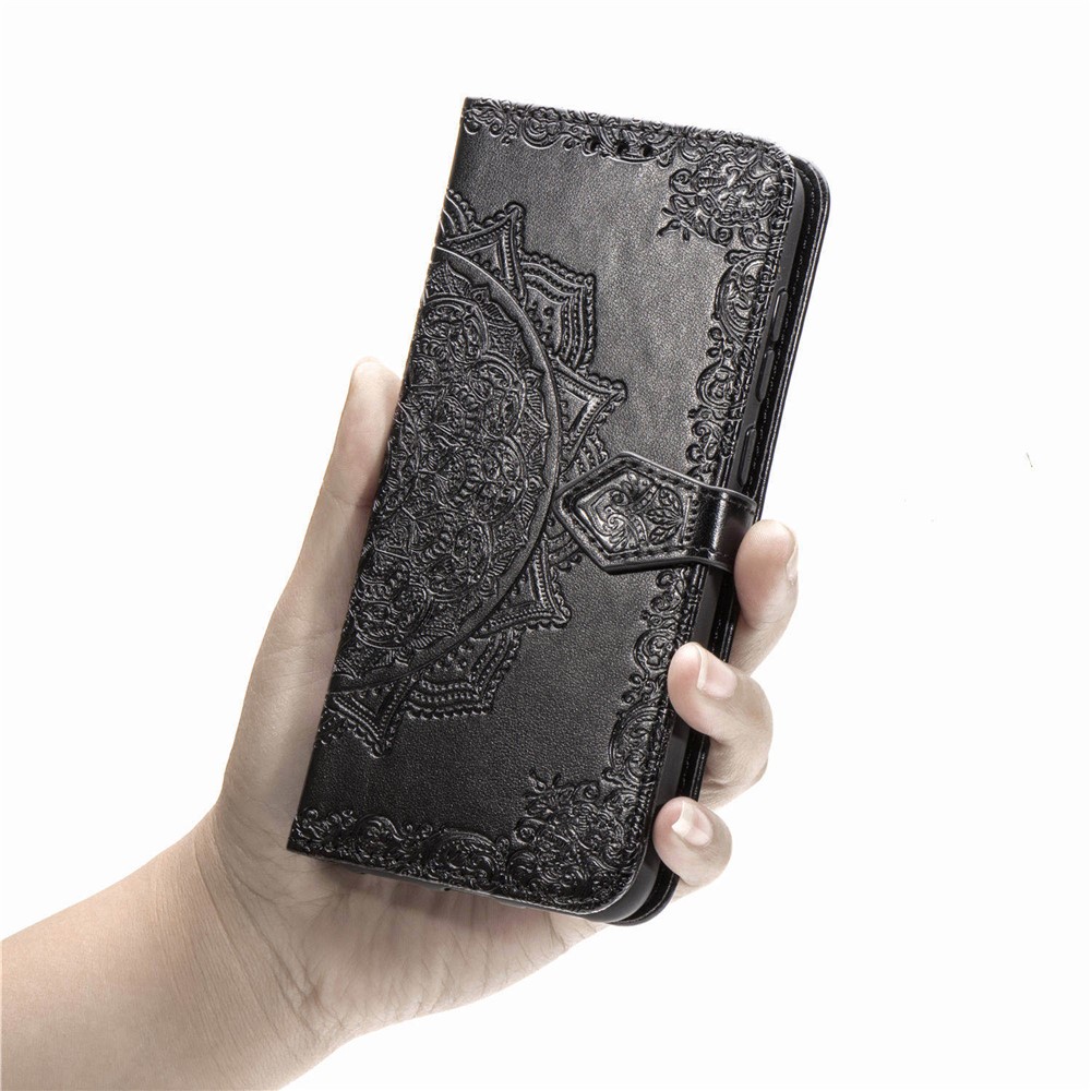 Embossed Mandala Flower PU Leather Case Wallet for Samsung Galaxy A71 5G SM-A716 - Black-11
