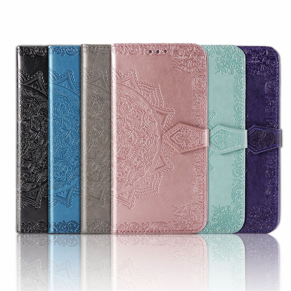 Embossed Mandala Flower PU Leather Case Wallet for Samsung Galaxy A71 5G SM-A716 - Black-14