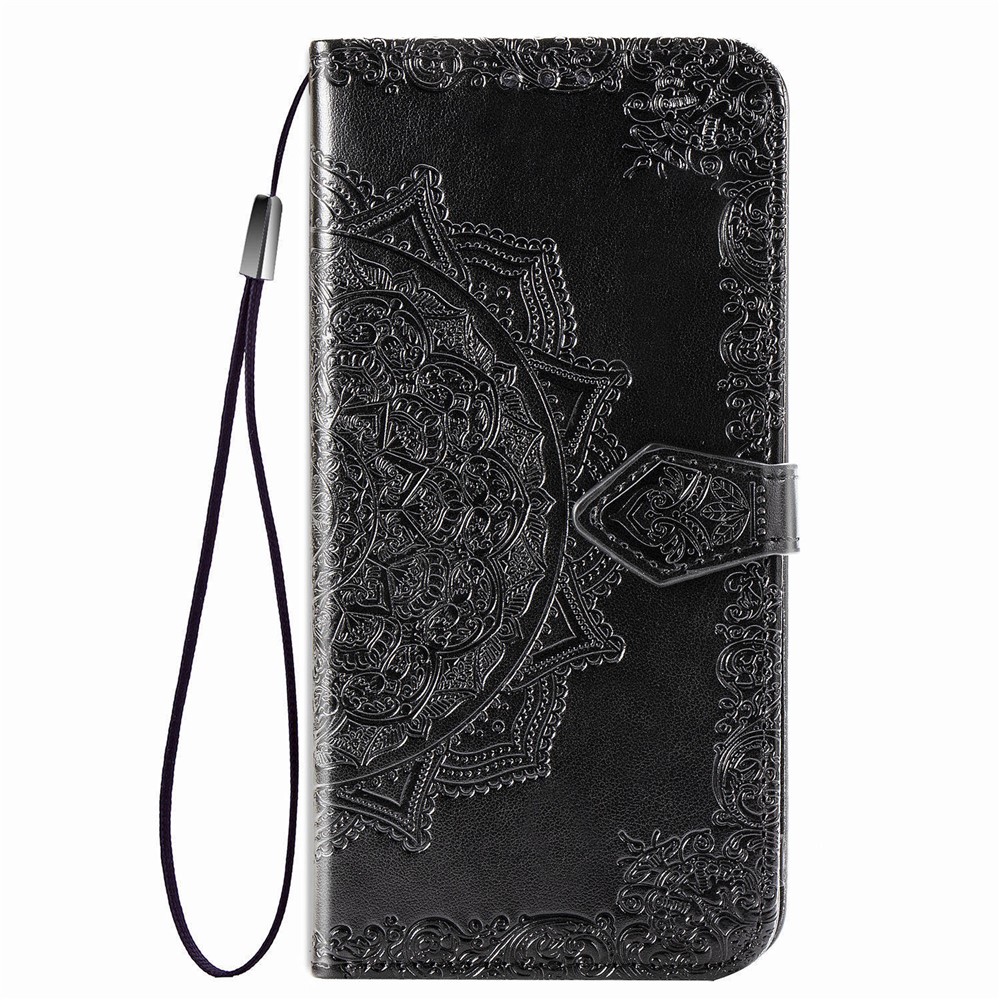 Embossed Mandala Flower PU Leather Case Wallet for Samsung Galaxy A71 5G SM-A716 - Black-2