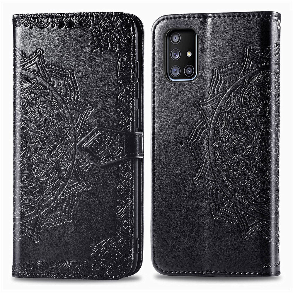 Embossed Mandala Flower PU Leather Case Wallet for Samsung Galaxy A71 5G SM-A716 - Black-3