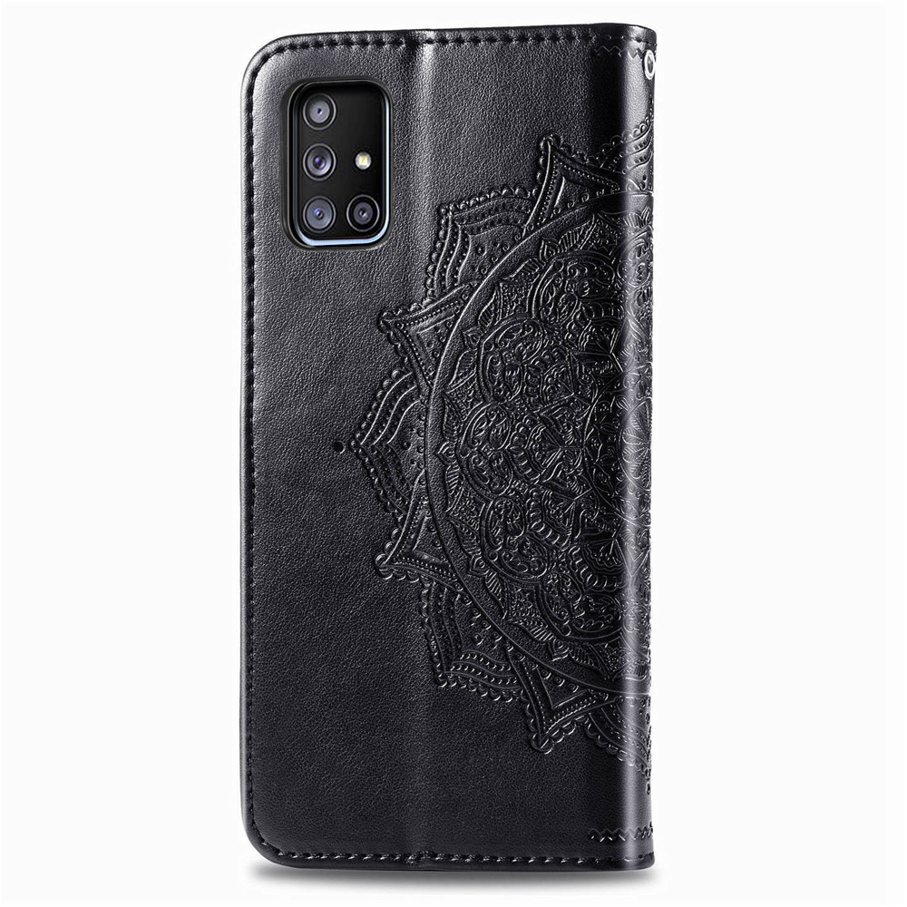 Embossed Mandala Flower PU Leather Case Wallet for Samsung Galaxy A71 5G SM-A716 - Black-5