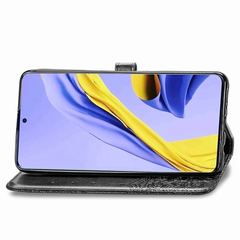 Embossed Mandala Flower PU Leather Case Wallet for Samsung Galaxy A71 5G SM-A716 - Black-7