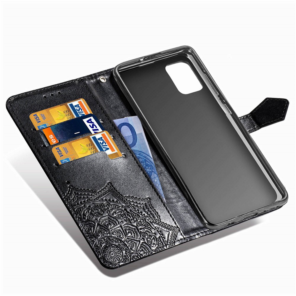 Embossed Mandala Flower PU Leather Case Wallet for Samsung Galaxy A71 5G SM-A716 - Black-9