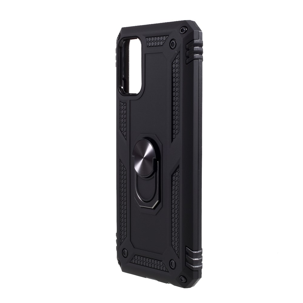 PC + TPU Hybrid Anti-drop Phone Shell with Ring Kickstand Design for Samsung Galaxy A02s (EU Version) - Black-2
