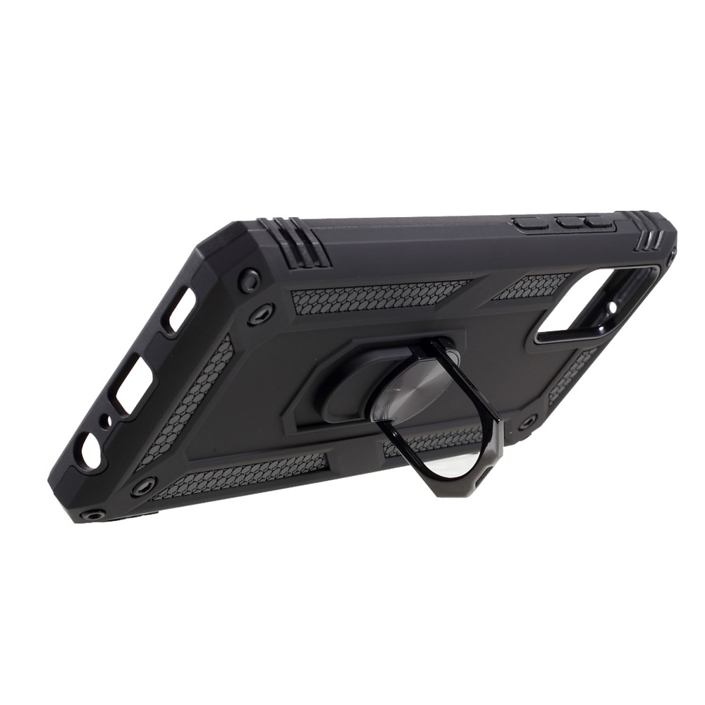 PC + TPU Hybrid Anti-drop Phone Shell with Ring Kickstand Design for Samsung Galaxy A02s (EU Version) - Black-7