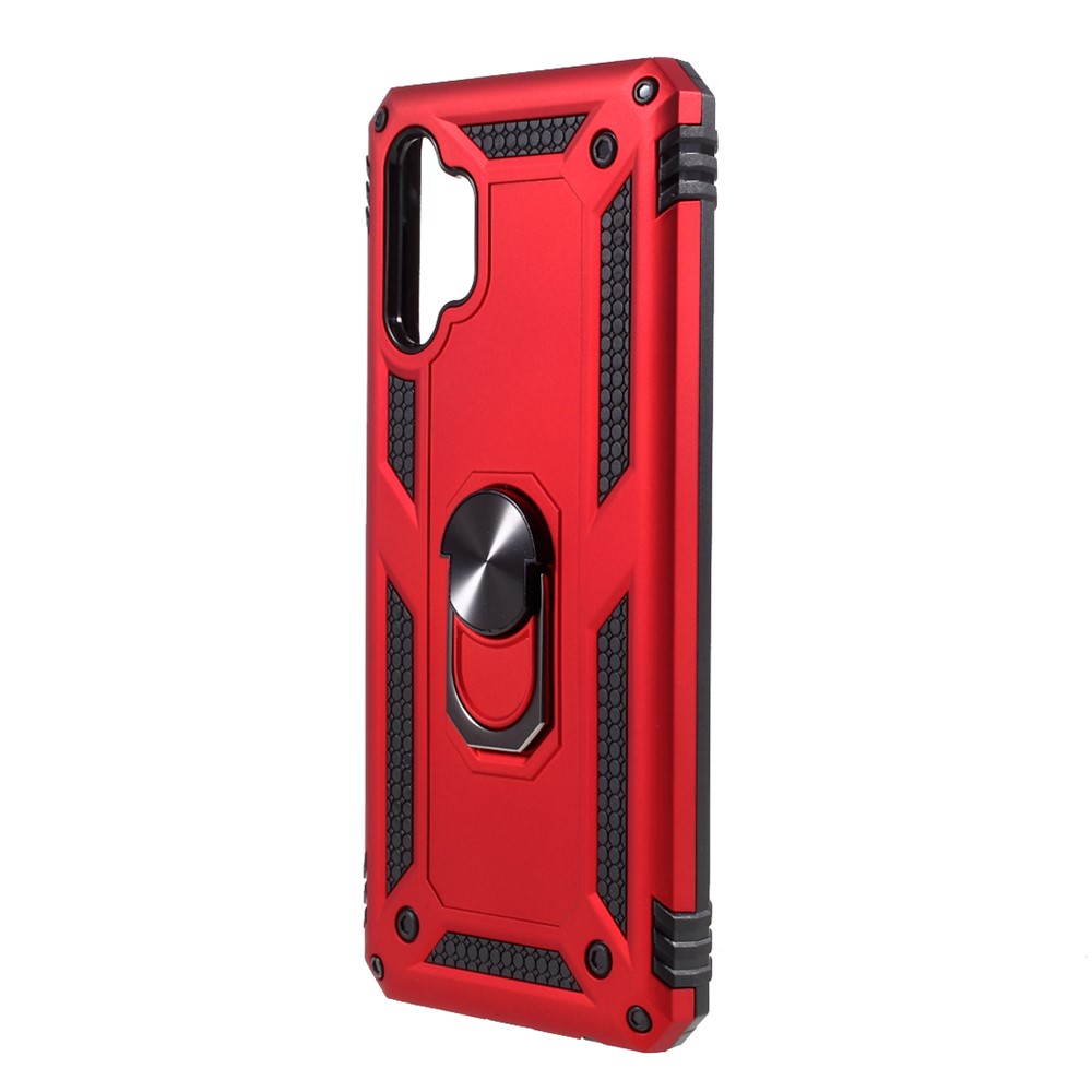 PC + TPU Combo Design Anti-drop Hybrid Phone Shell with Ring Kickstand for Samsung Galaxy A32 5G - Red-2