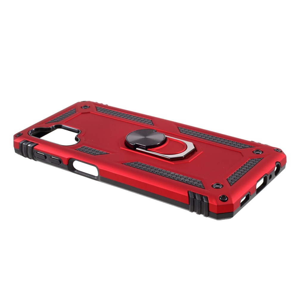 PC + TPU Combo Diseño Anti-drop Hybrid Telephip Shell With Ring Kickstand Para Samsung Galaxy A32 5G/M32 5G - Rojo