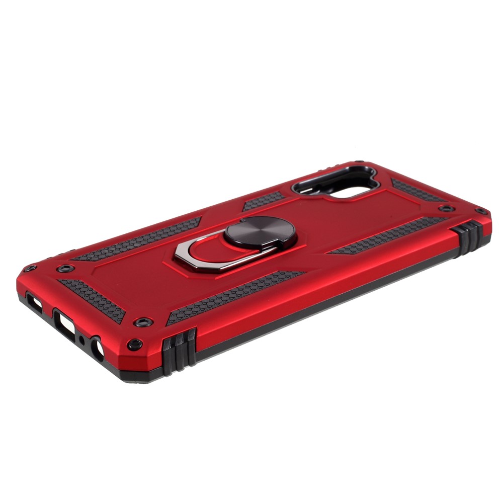 PC + TPU Combo Diseño Anti-drop Hybrid Telephip Shell With Ring Kickstand Para Samsung Galaxy A32 5G/M32 5G - Rojo