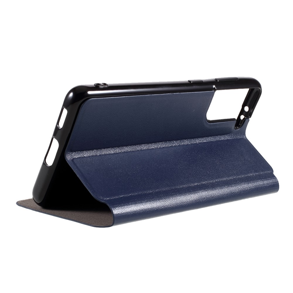 X-LEVEL Fib Color Ultra Thin PU Leather Phone Stand Case for Samsung Galaxy S21 5G - Dark Blue-10