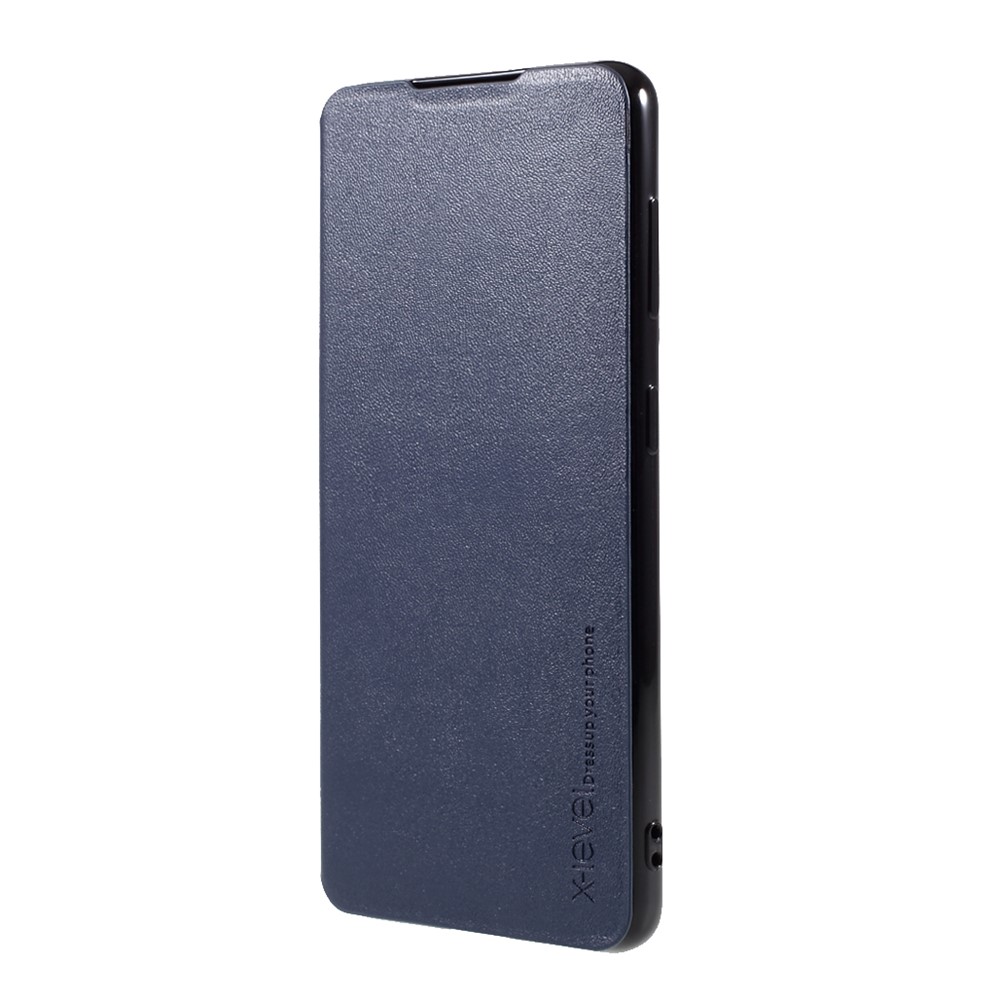 X-LEVEL Fib Color Ultra Thin PU Leather Phone Stand Case for Samsung Galaxy S21 5G - Dark Blue-2