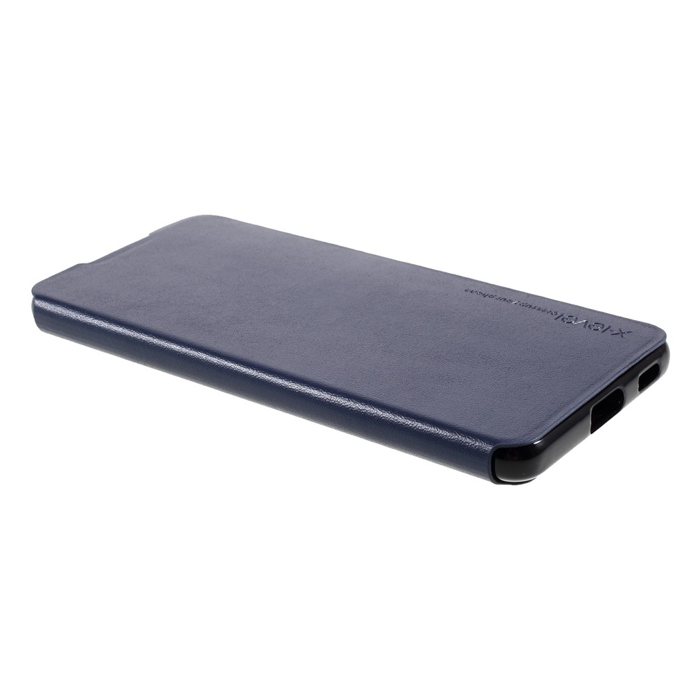 X-LEVEL Fib Color Ultra Thin PU Leather Phone Stand Case for Samsung Galaxy S21 5G - Dark Blue-4