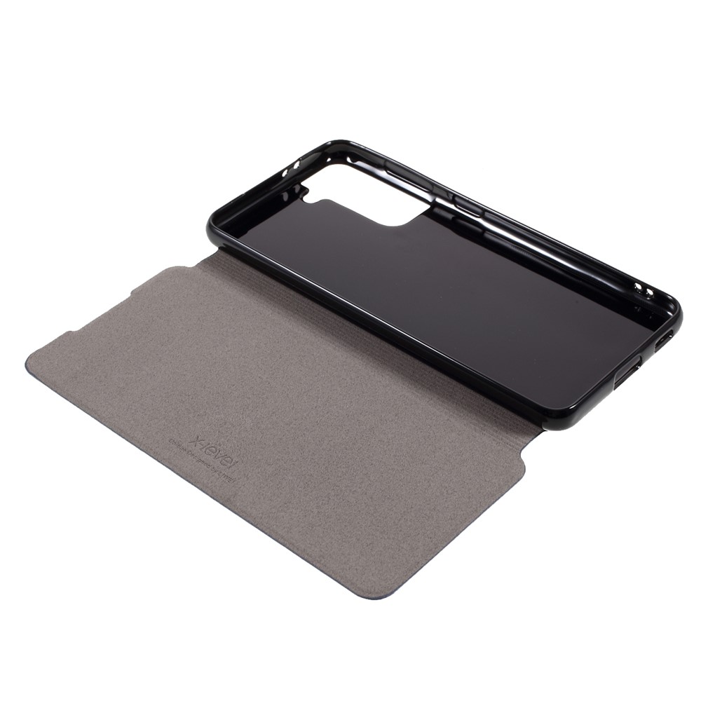 X-LEVEL Fib Color Ultra Thin PU Leather Phone Stand Case for Samsung Galaxy S21 5G - Dark Blue-8