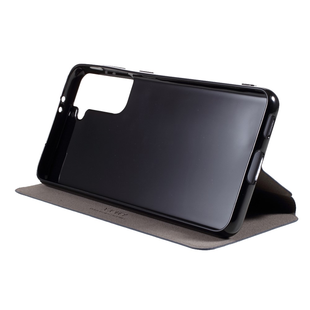 X-LEVEL Fib Color Ultra Thin PU Leather Phone Stand Case for Samsung Galaxy S21 5G - Dark Blue-9