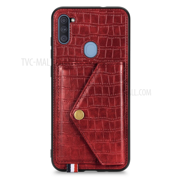 Card Holder Kickstand Crocodile Texture Leather+TPU Case for Samsung Galaxy A11/M11 (European Version) - Red-2
